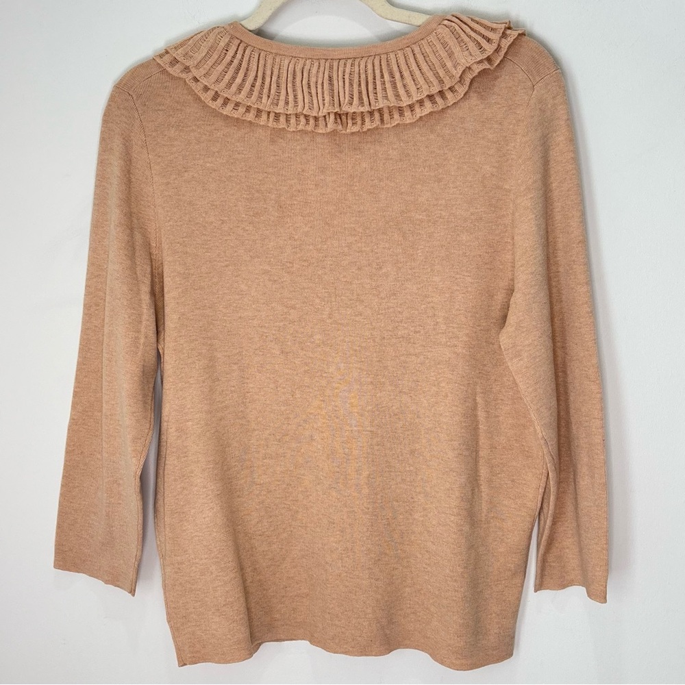 Talbots Ruffle Sweater Cardigan Size XL NEW Neutral Preppy E85 - Picture 11 of 16